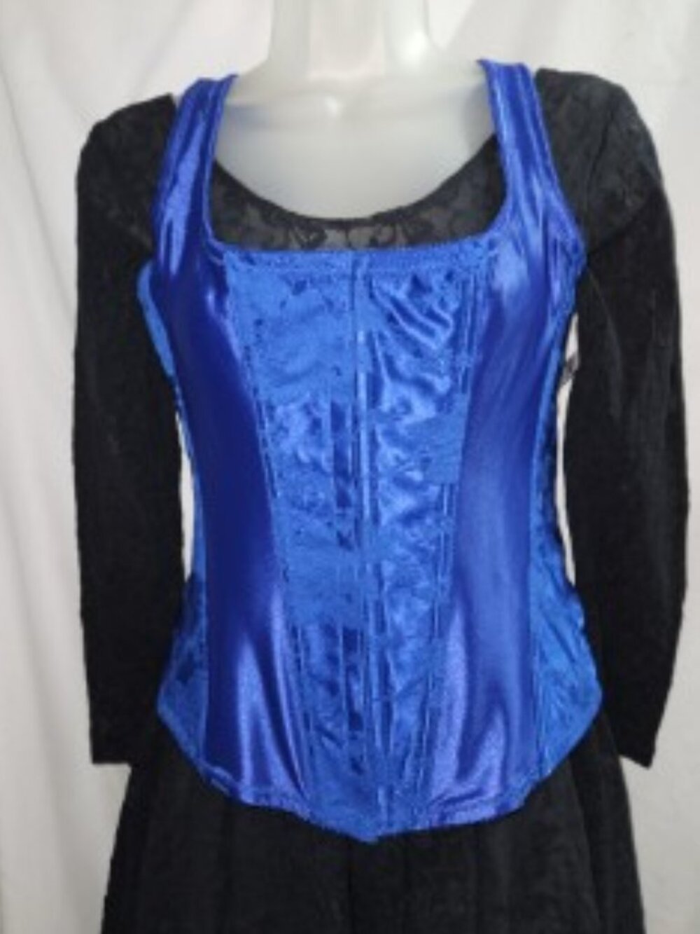 NWT Last Only 38" bra/Large Strapped corset bustier bodice Blue brocade smooth